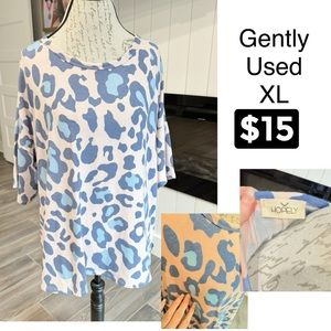 Blue Leopard Print Women's Top